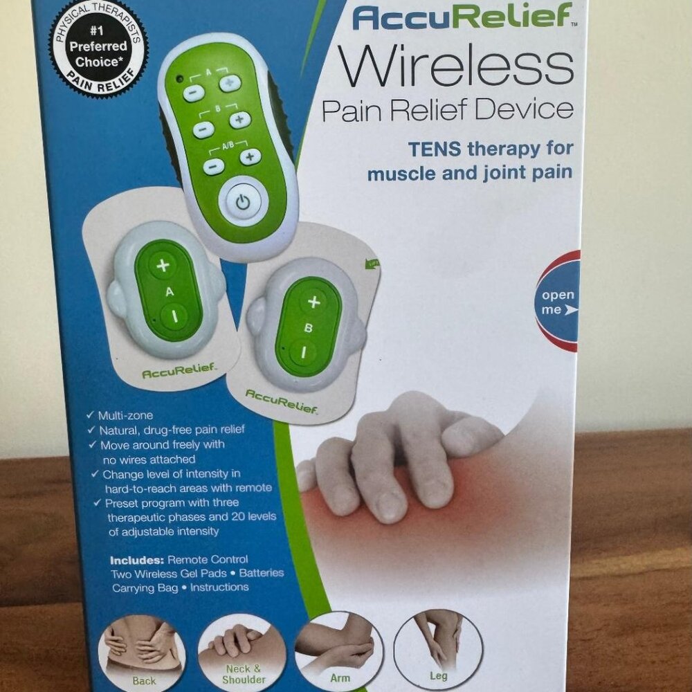 AccuRelief Wireless TENS Unit with Remote Control, TENS Pain Relief Device and M
